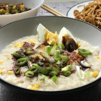 Simple Rice Cooker Congee with Minced Beef